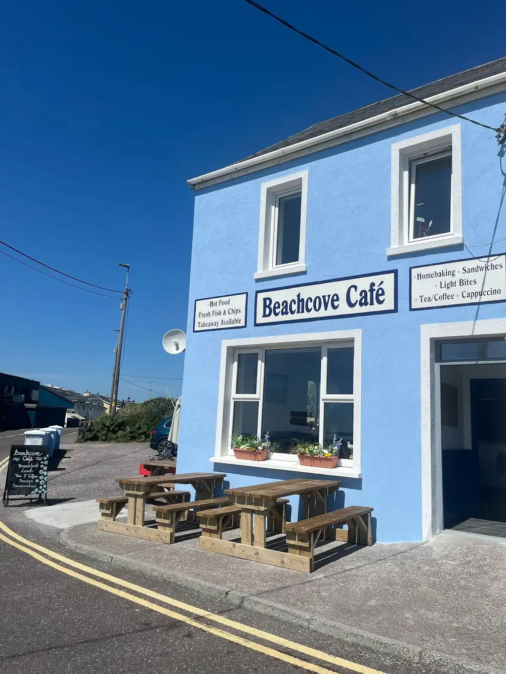 Beachcove Cafe outdoor seating with sea views